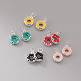 S925 Enamel Multicolor Donut Pendant Charms for Necklace Bracelet