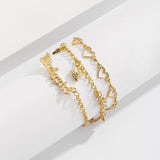 3Pcs Silver BABYGIRL Heart Anklet Multilayer Ankle Bracelet Set