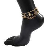 3Pcs Silver BABYGIRL Heart Anklet Multilayer Ankle Bracelet Set