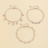 3Pcs Silver BABYGIRL Heart Anklet Multilayer Ankle Bracelet Set