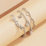3Pcs Silver BABYGIRL Heart Anklet Multilayer Ankle Bracelet Set