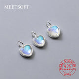S925 Cat Eye Heart Pendant Charms DIY Bracelet Accessory