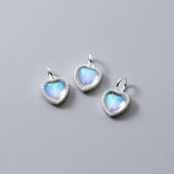S925 Cat Eye Heart Pendant Charms DIY Bracelet Accessory