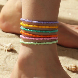 Colorful Seed Beads Anklets for Women Pendant Boho Ankle Bracelet