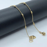 Yellow Bead Bell Anklet Classic Style 9 Inches