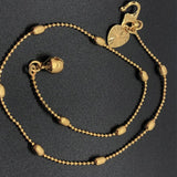 Yellow Bead Bell Anklet Classic Style 9 Inches