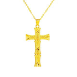 European Fine Bamboo Cross 24KT Pendant Charm