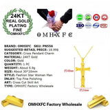 European Fine Bamboo Cross 24KT Pendant Charm