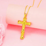 European Fine Bamboo Cross 24KT Pendant Charm