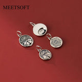 Silver Zodiac Tiger Round Pendant Charms for DIY Necklace