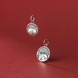 Silver Zodiac Tiger Round Pendant Charms for DIY Necklace