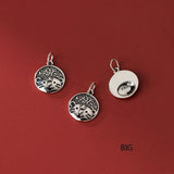 Silver Zodiac Tiger Round Pendant Charms for DIY Necklace