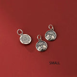Silver Zodiac Tiger Round Pendant Charms for DIY Necklace