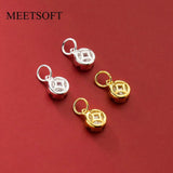 925 Silver Zircon Ancient Coins Pendant DIY Making Supplies
