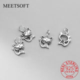 925 Silver Cat Dangle Charm for DIY Jewelry