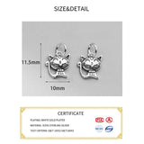 925 Silver Cat Dangle Charm for DIY Jewelry