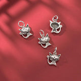 925 Silver Cat Dangle Charm for DIY Jewelry