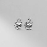 925 Silver Cat Dangle Charm for DIY Jewelry