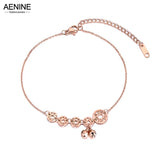 Chinese Ethnic Coins Bells Charm Anklet Stainless Steel Link Chain