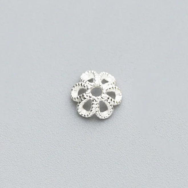 925 Sterling Silver Flower Bead Caps Charms DIY Jewelry Accessory