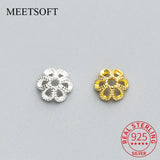 925 Sterling Silver Flower Bead Caps Charms DIY Jewelry Accessory