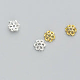 925 Sterling Silver Flower Bead Caps Charms DIY Jewelry Accessory