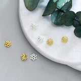925 Sterling Silver Flower Bead Caps Charms DIY Jewelry Accessory