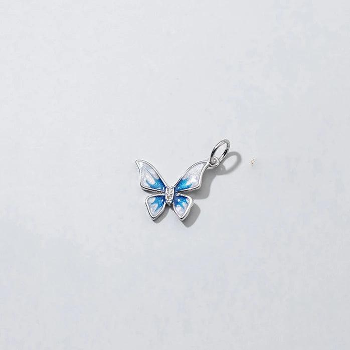 925 Silver Zircon Butterfly Charm for DIY Necklace