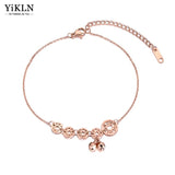 Chinese Ethnic Coins Bells Charm Anklet Stainless Steel Foot Jewelry