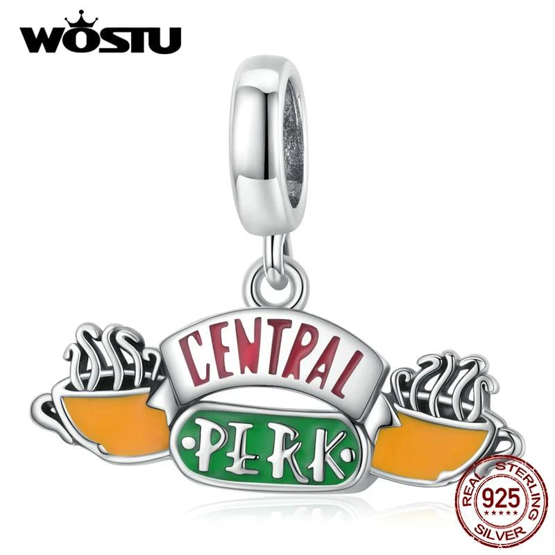 925 Sterling Silver Vintage Coffee Shop Charm Beads