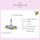 925 Sterling Silver Vintage Coffee Shop Charm Beads