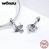 Sterling Silver Tauren Cow Animal Charm Bracelet Pendant CQC1316