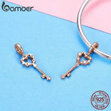 925 Silver Heart Key Pendant for Bracelets DIY Jewelry