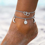Bohemia Lock Snake Chain Anklet For Women Stars Moon Anklets Foot Bracelet