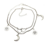 Bohemia Lock Snake Chain Anklet For Women Stars Moon Anklets Foot Bracelet