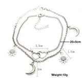 Bohemia Lock Snake Chain Anklet For Women Stars Moon Anklets Foot Bracelet