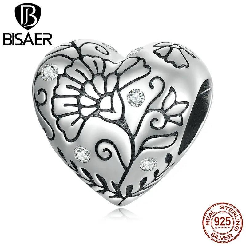 925 Silver Heart Charm Angel Pendant Beads for Bracelet