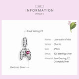 925 Sterling Silver Love Skeleton Charms Pendant