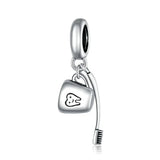 Toothbrush & Cup Charm 925 Sterling Silver Pendant Bead