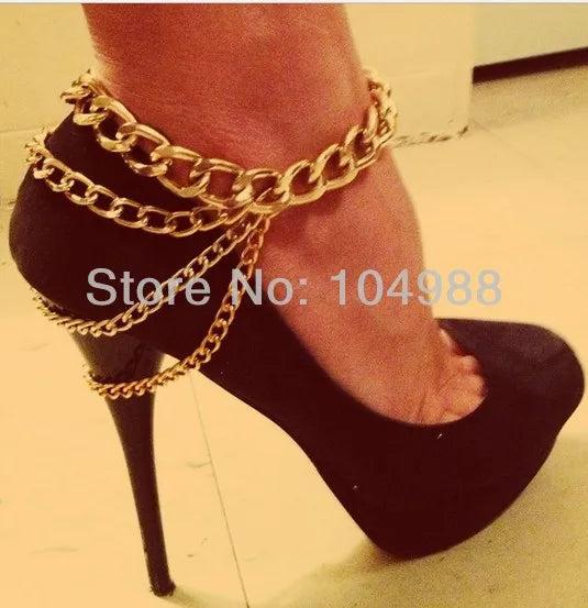 2014 BY-84 3-Layer Alloy Chain Anklets