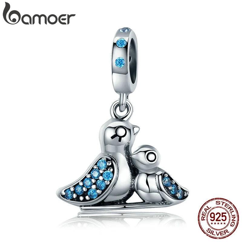 925 Silver Bird Clear CZ Pendant Charms for Jewelry Making