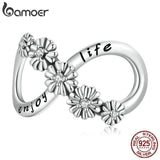 925 Silver Infinity Flowers Charm Infinite Love Bead DIY Jewelry