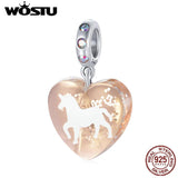 925 Silver Heart Charms Bead Pendant Bracelet Necklace DIY Jewelry