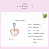 925 Silver Heart Charms Bead Pendant Bracelet Necklace DIY Jewelry