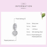 925 Silver Heart Dangle Charm Zircon Bead Pendant CTC211