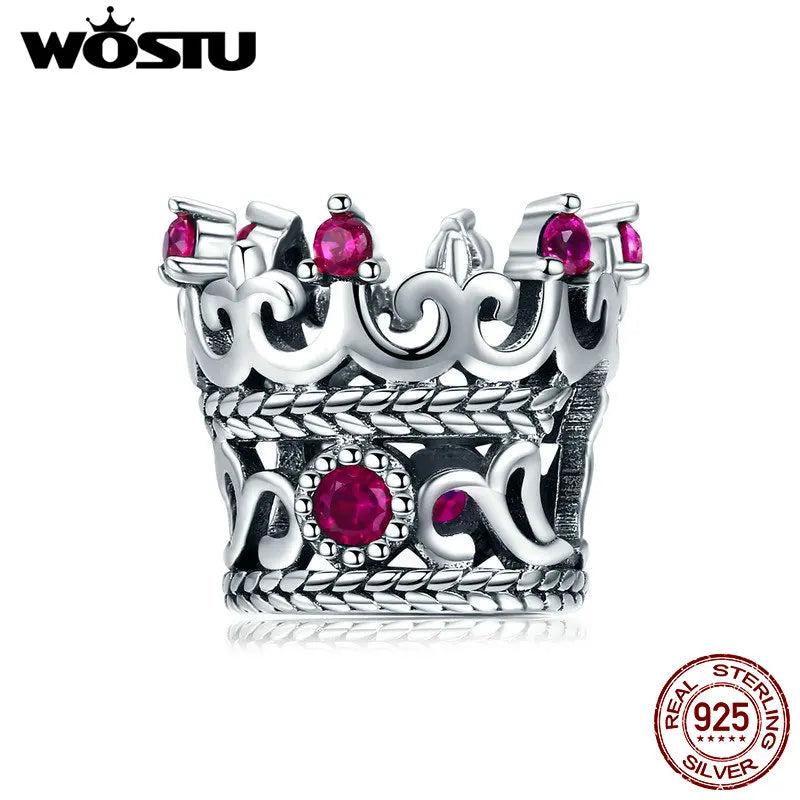 925 Sterling Silver Princess Crown Dangle Charms for Bracelet Necklace