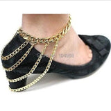 L64 Shoe Anklet Chains Four Layers Foot Jewelry or Silver