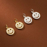 925 Silver Zircon Paved Smile Dangle Charm Pendant 12.5mm Silver/Gold