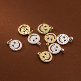 925 Silver Zircon Paved Smile Dangle Charm Pendant 12.5mm Silver/Gold