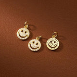 925 Silver Zircon Paved Smile Dangle Charm Pendant 12.5mm Silver/Gold